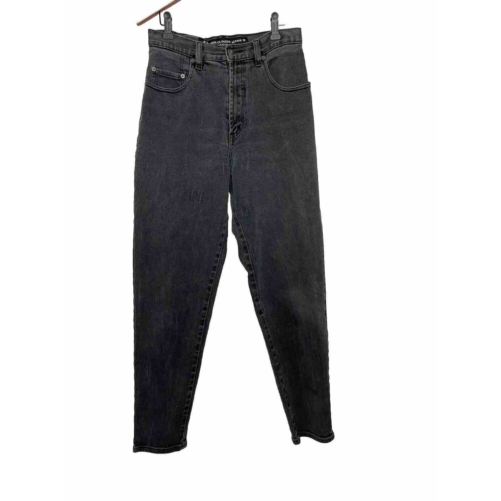 Silver Clouds Jeans Women's 27x31 Black Denim Jeans Hi Rise Straight UK vintage